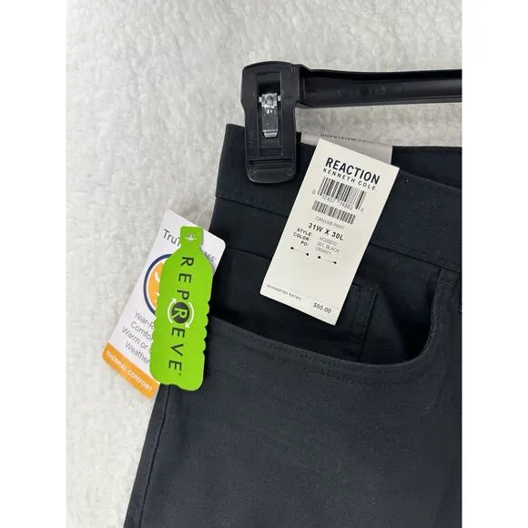 Kenneth Cole Reaction Black Canvas Slim Fit 5-Pocket Pants Mens Size 31W x 30L