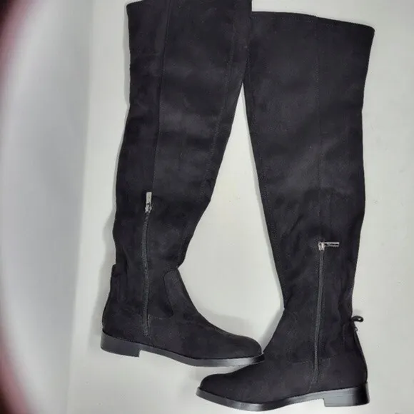 Kenneth Cole Reaction Wind-Y knee high faux suede boots black sz 6
