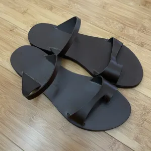 Kionas Greek Leather Art Dark Brown Sandals