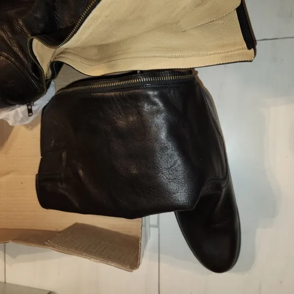 Knee Hi Black Leather Boots with Back Zipper