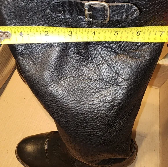 Knee Hi Black Leather Boots with Back Zipper
