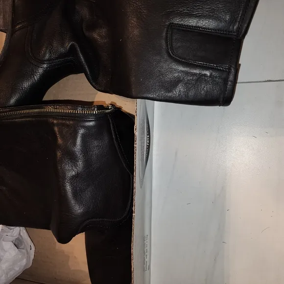 Knee Hi Black Leather Boots with Back Zipper