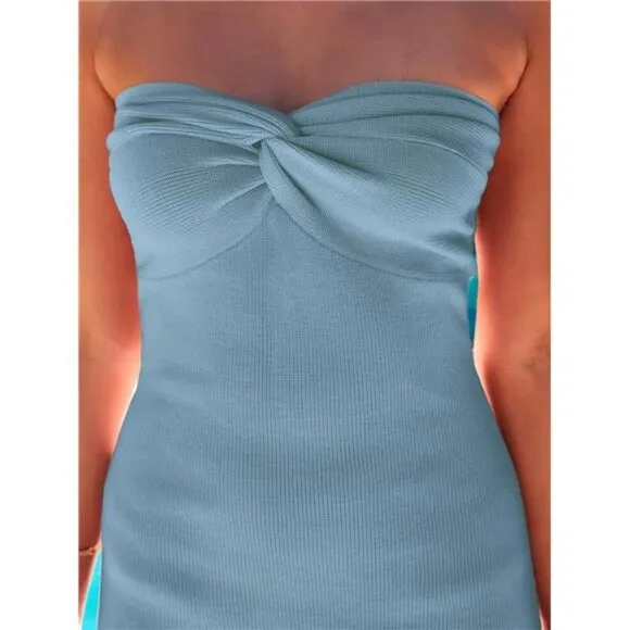 Knitted Dresses Twisted Front Bodycon Dress with Back Slit