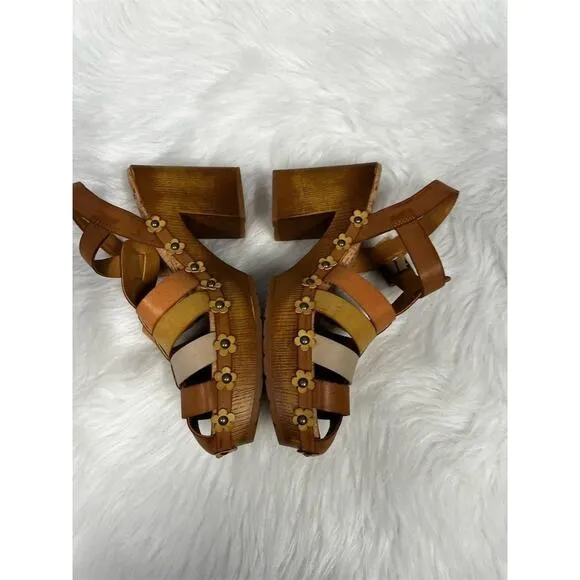 KORKS Women's Willow Strappy Sandal Brown Mid Heel Summer Casual Size 9M NWOB