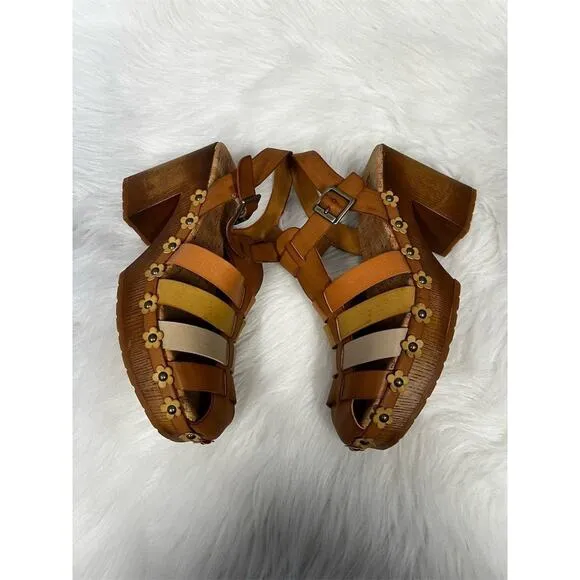 KORKS Women's Willow Strappy Sandal Brown Mid Heel Summer Casual Size 9M NWOB