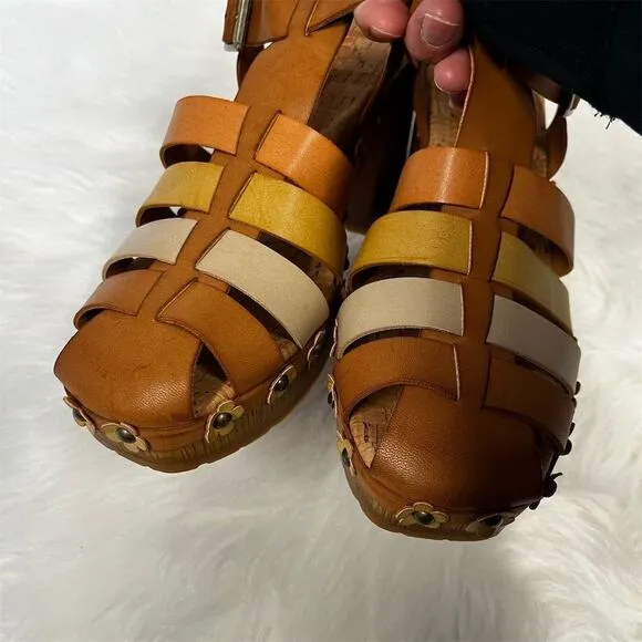 KORKS Women's Willow Strappy Sandal Brown Mid Heel Summer Casual Size 9M NWOB