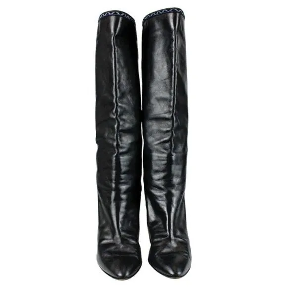 Kurt Geiger Pollini Knee High  Boots Leather Heeled Pull-on Black Women’s Size 7