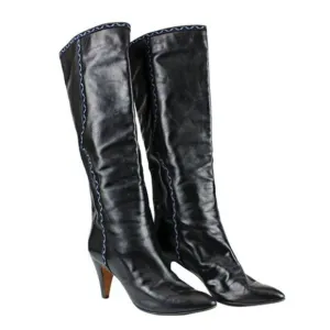 Kurt Geiger Pollini Knee High  Boots Leather Heeled Pull-on Black Women’s Size 7