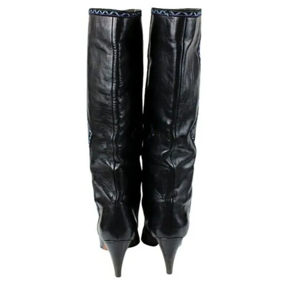 Kurt Geiger Pollini Knee High  Boots Leather Heeled Pull-on Black Women’s Size 7