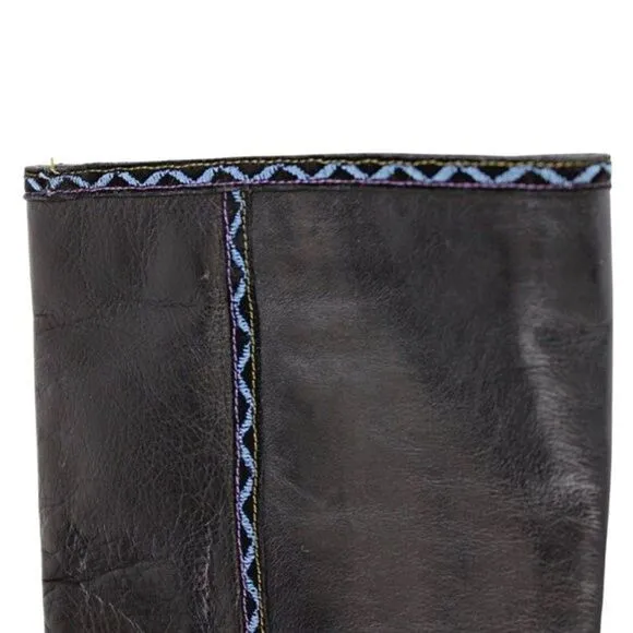 Kurt Geiger Pollini Knee High  Boots Leather Heeled Pull-on Black Women’s Size 7