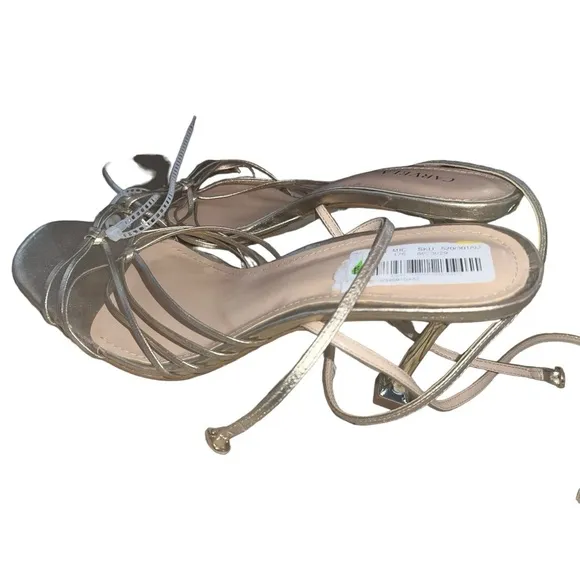 ✅Kurt Gieger Carvela Glowing 90 Strappy Leather Ankle Strap Sculptural Heel