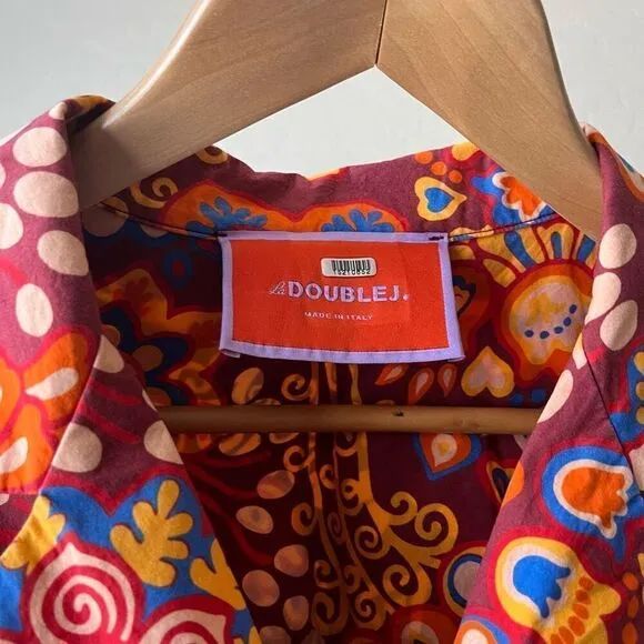 LA DoubleJ Dress Bowling Floral Print Button Front Maxi Dress Red Multi Size XS