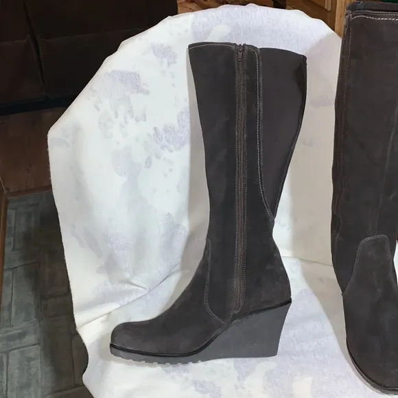 LaCanadienne knee high boots with wedge heel, water proof