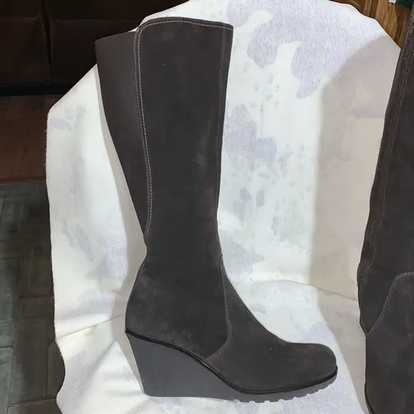 LaCanadienne knee high boots with wedge heel, water proof