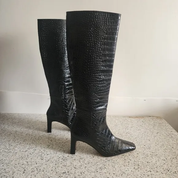 Lafayette 148 New York Black Knee High Boots          Size 38 1/2