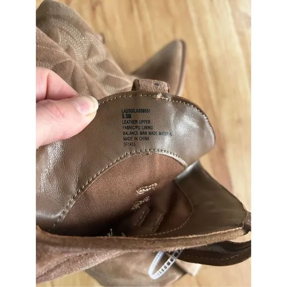 Lasso Chestnut Suede western boots knee high size 5.5