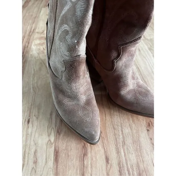 Lasso Chestnut Suede western boots knee high size 5.5