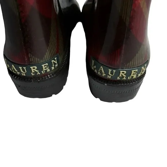 Lauren Ralph Lauren Plaid Rossalyn II Knee High PVC Rain Boots 6B