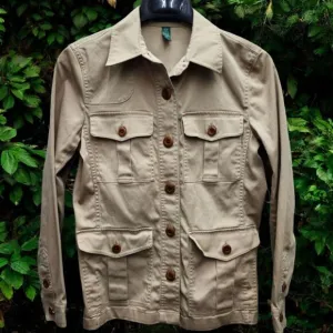 Lauren Ralph Lauren Safari Style Jacket Womens Medium Khaki  Pockets Casual