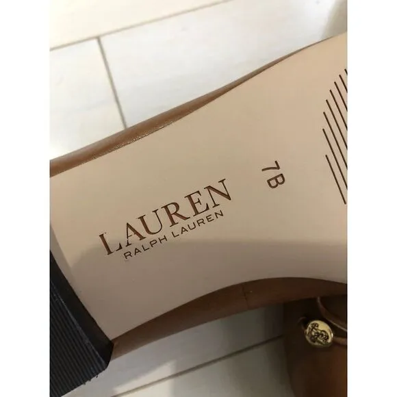 Lauren Ralph Lauren Glennie Womens Leather Saddle Tan Flat Ballet Shoes Size 7B