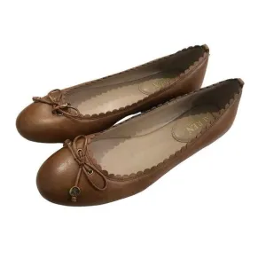 Lauren Ralph Lauren Glennie Womens Leather Saddle Tan Flat Ballet Shoes Size 7B