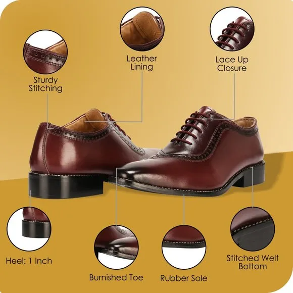 LIBERTYZENO Men's Burgundy Dress Shoes