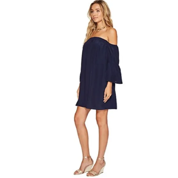 Lilly Pulitzer 100% Silk Sanilla Dress, Navy Sz XS