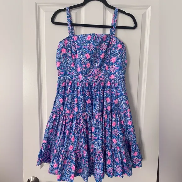 Lilly Pulitzer Alision Dress SZ 8 Blue Peri Takin It Easy