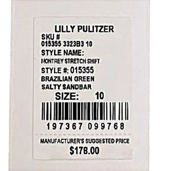 Lilly Pulitzer Montrey Stretch Shift in Brazilian Green NWT - Size 10