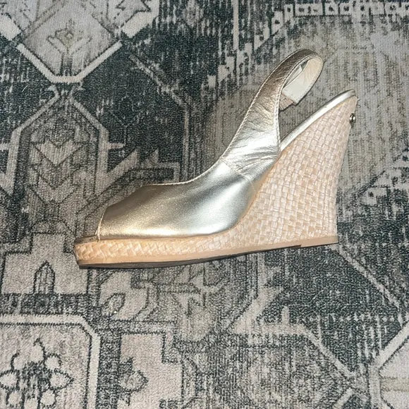 Lilly Pulitzer women’s Gigi Wedge Gold Slingback Sandals size 7.5