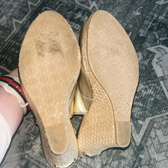 Lilly Pulitzer women’s Gigi Wedge Gold Slingback Sandals size 7.5
