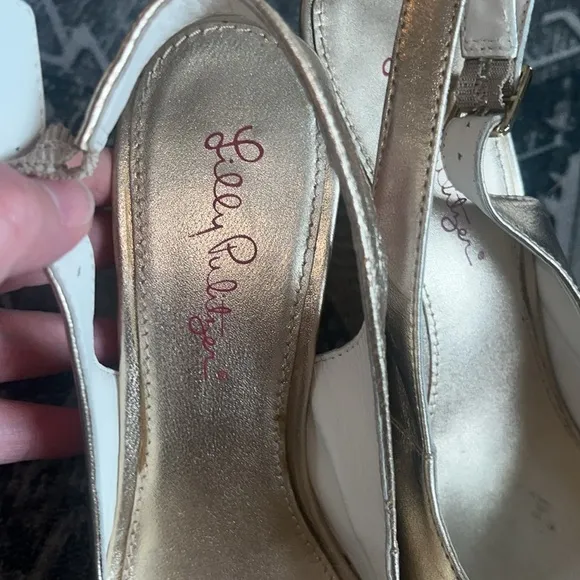 Lilly Pulitzer women’s Gigi Wedge Gold Slingback Sandals size 7.5