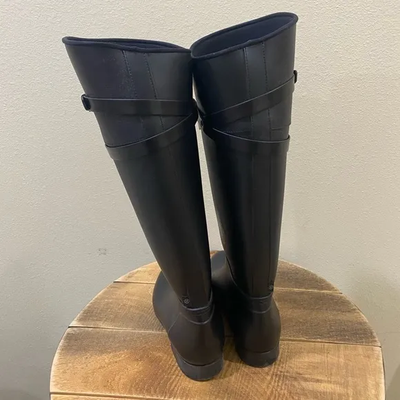 L.K.Bennet black knee high rain boots size 38 (7)