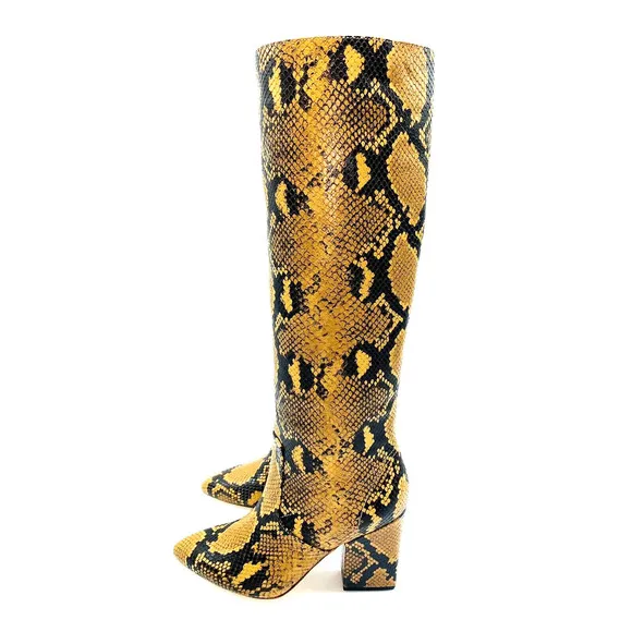 Loeffler Randall Sarina Knee High Block Heel Boots- Amber, US 6M