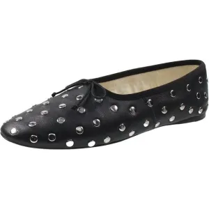 Loeffler Randall Womens Landon Black Studded Leather Ballet Flats Used