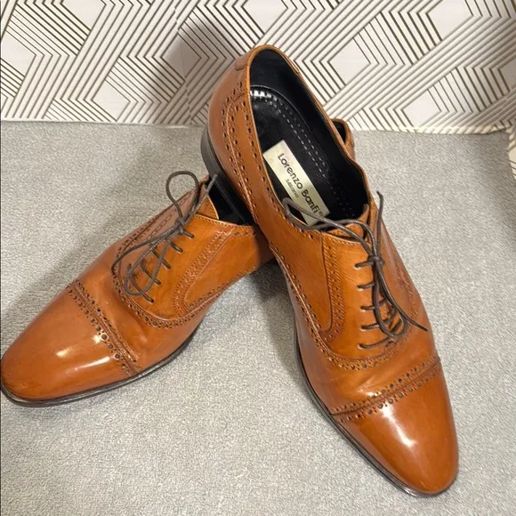 Lorenzo Banfi Men's Brown Leather Dress Shoes Men’s size 12 M made in Italy