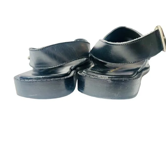Lorenzo Ferrini Mens Leather Belted Strap Sandals Size 8 1/2 Preowned
