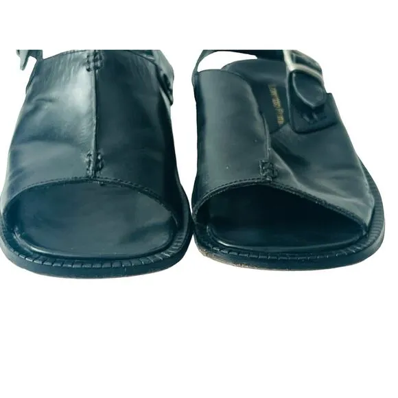 Lorenzo Ferrini Mens Leather Belted Strap Sandals Size 8 1/2 Preowned