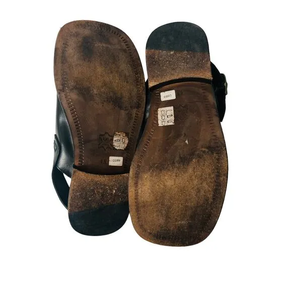 Lorenzo Ferrini Mens Leather Belted Strap Sandals Size 8 1/2 Preowned