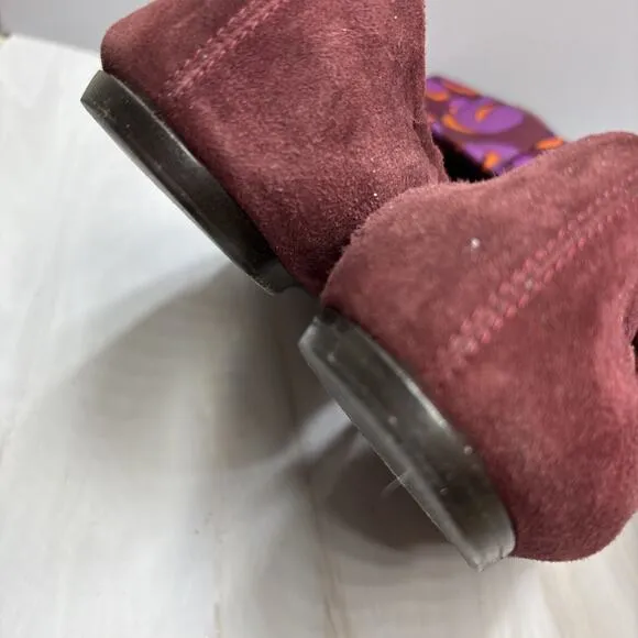 Louis Vuitton Shoes Womens 6 EU 36 Burgundy Suede Bow Scrunch Ballet Flats