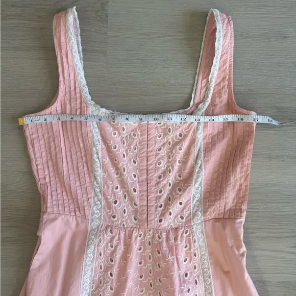 Love Shack Fancy Alwyn Elegant Bubble Gum Pink Maxi Dress Embroidered Size 6