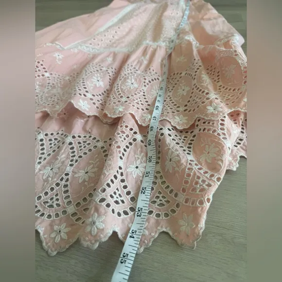 Love Shack Fancy Alwyn Elegant Bubble Gum Pink Maxi Dress Embroidered Size 6