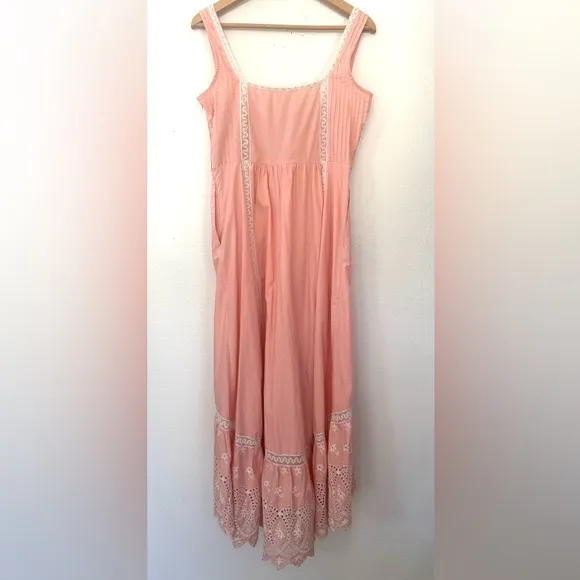 Love Shack Fancy Alwyn Elegant Bubble Gum Pink Maxi Dress Embroidered Size 6