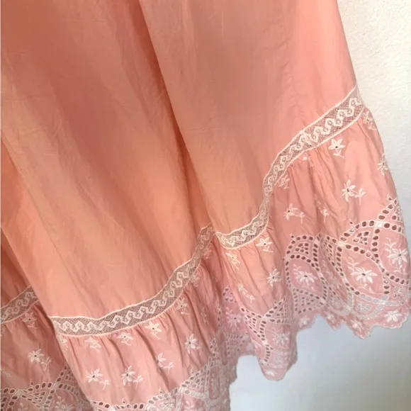 Love Shack Fancy Alwyn Elegant Bubble Gum Pink Maxi Dress Embroidered Size 6