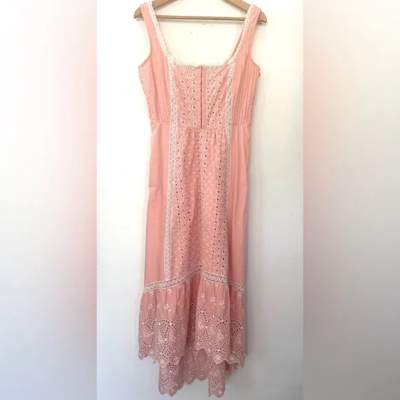 Love Shack Fancy Alwyn Elegant Bubble Gum Pink Maxi Dress Embroidered Size 6