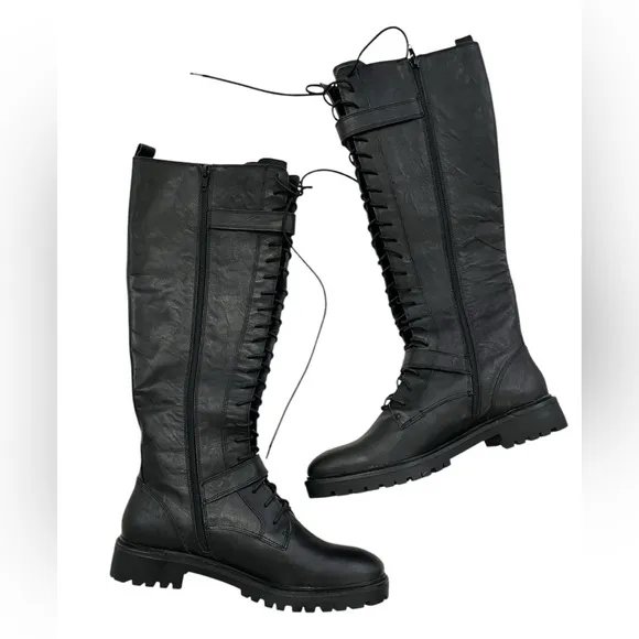 Lucky Brand Inniko Knee High Combat Lace Up Moto Boots 10