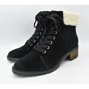 Lucky Brand Womens Size 8.5 Jacenia Suede Shearling Black Fashion Winter Boots