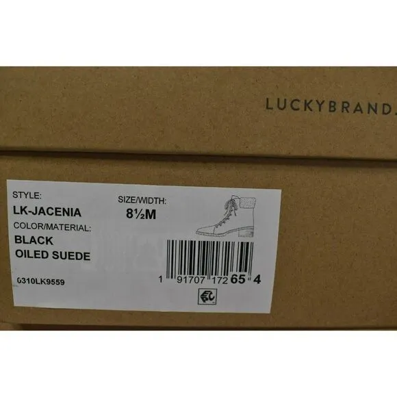 Lucky Brand Womens Size 8.5 Jacenia Suede Shearling Black Fashion Winter Boots
