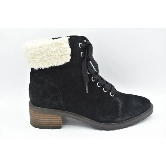 Lucky Brand Womens Size 8.5 Jacenia Suede Shearling Black Fashion Winter Boots
