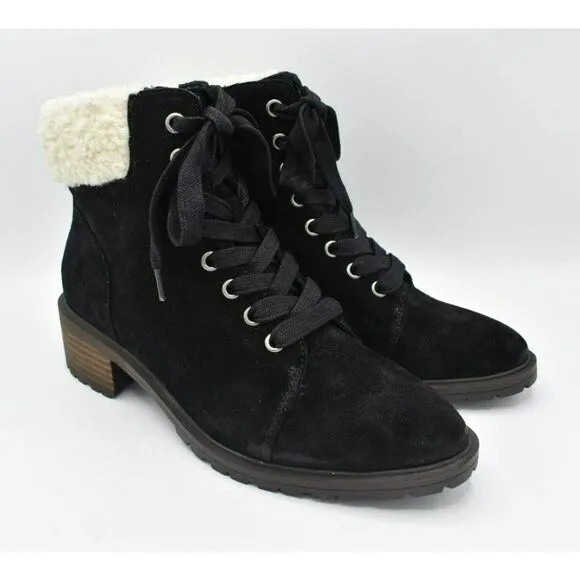 Lucky Brand Womens Size 8.5 Jacenia Suede Shearling Black Fashion Winter Boots